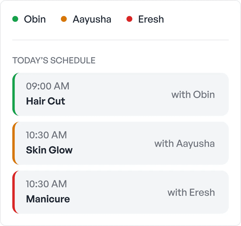 Appointment booking interface