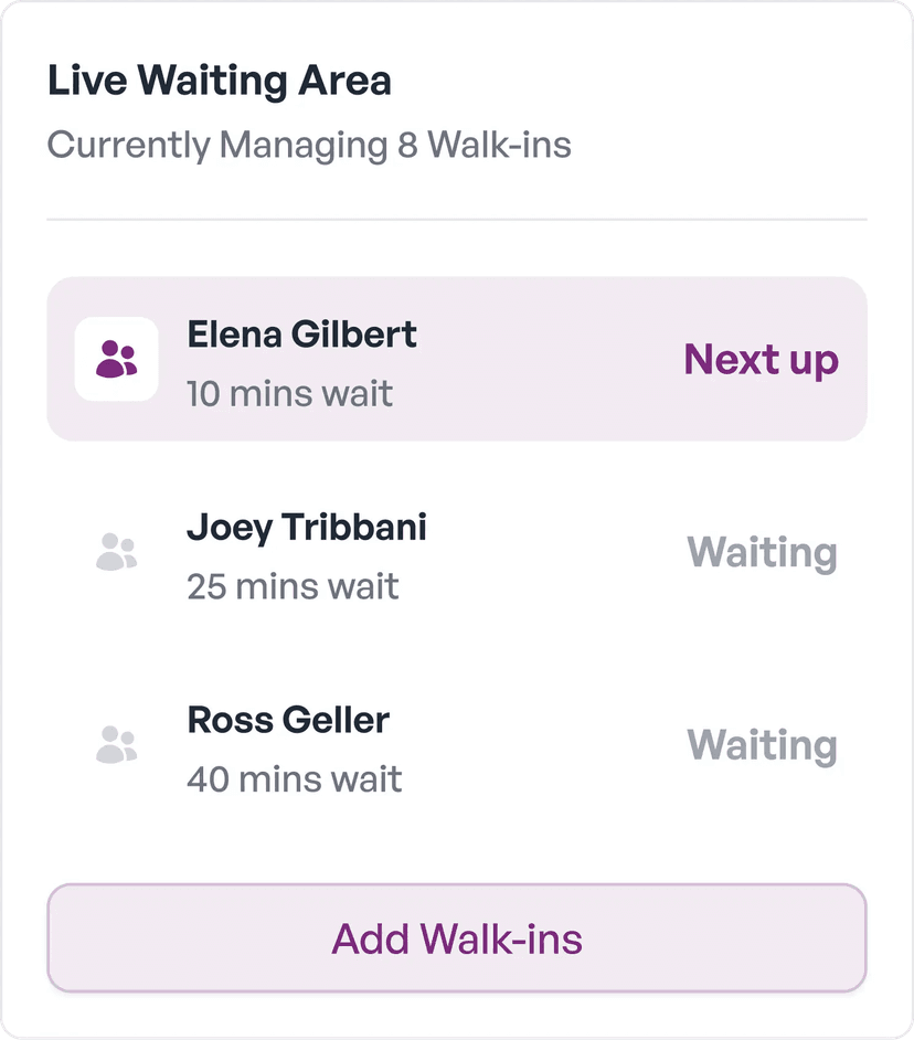 Appointment booking interface